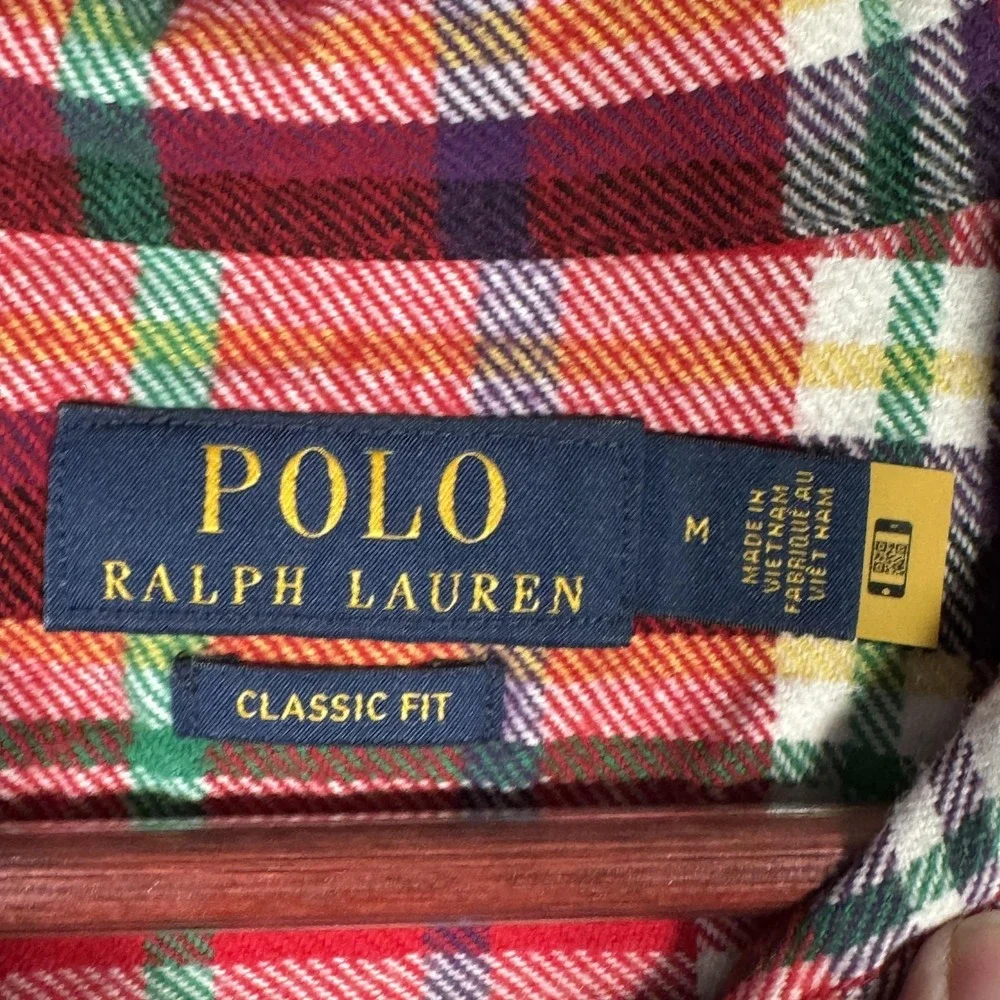 Polo Ralph Lauren‎ Shirt Mens M Red Plaid Flannel Classic Fit Workshirt